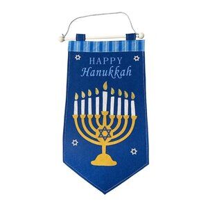 Happy Hanukkah Felt Wall Hanging Banner With Menorrah